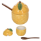 Transpac Ceramic Lemon Sugar Dish with Wood Spoon, Multicolor Dolomite, 4x3x3in, Spring Home Decor, Decorative Tabletop Object